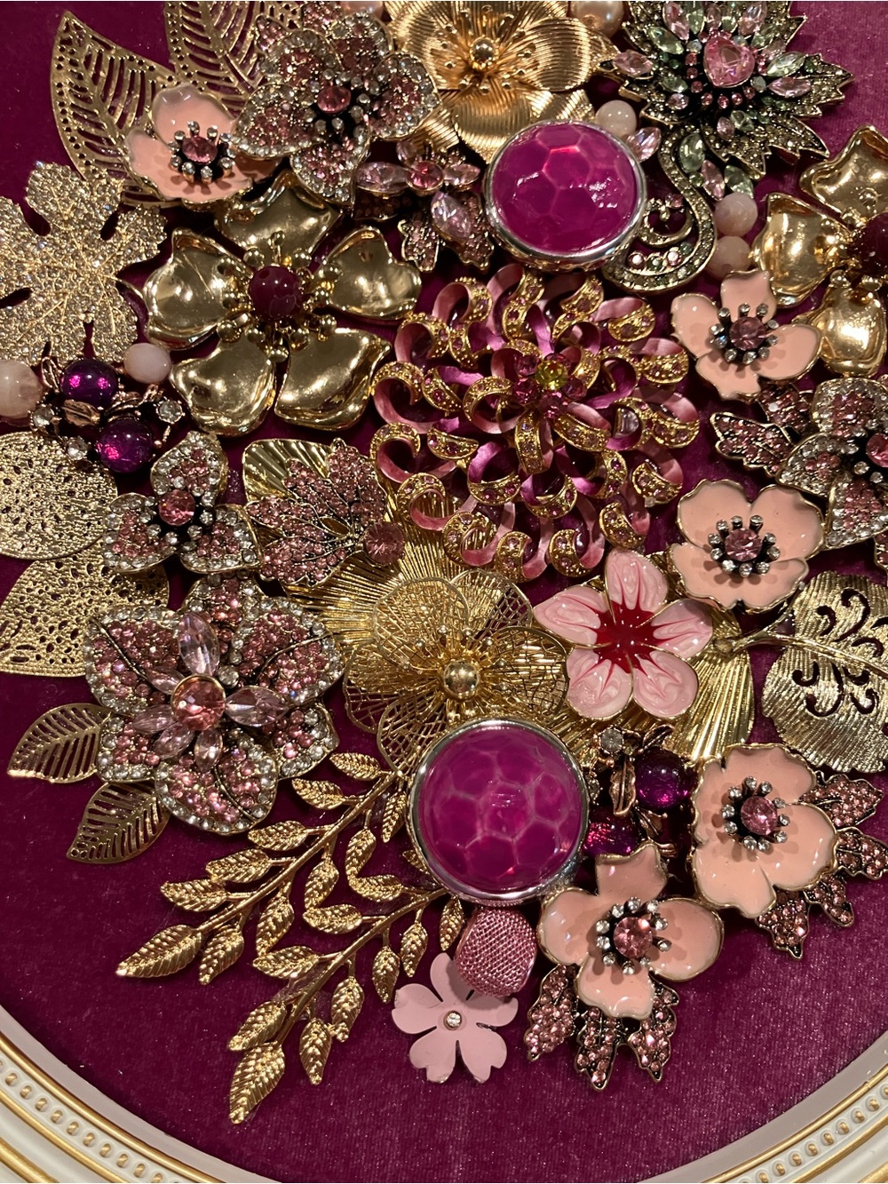 Gold and Pink Floral Embellished Wall Frame - Home Accent - Picture 5 of 15